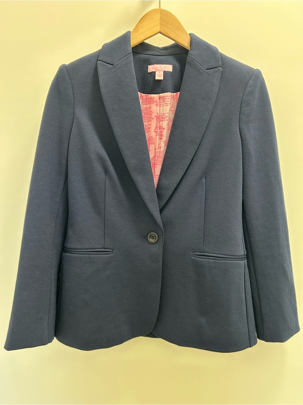 Lily Pulitzer Women's Navy Single-Button Blazer size S fun vibrant liner